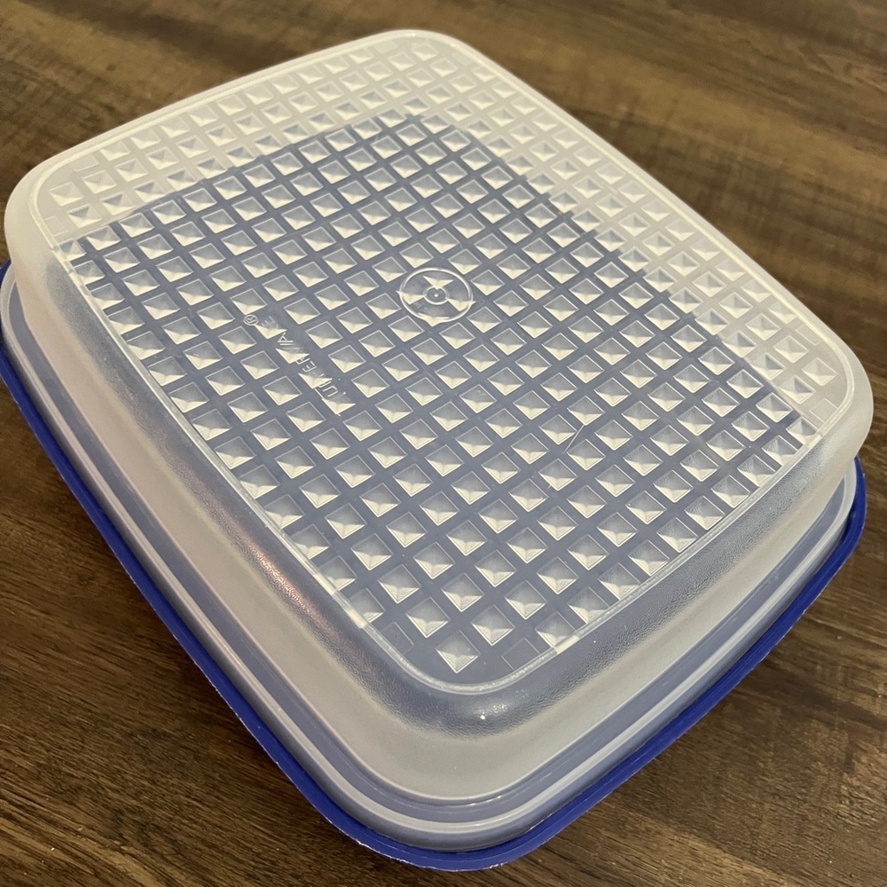 Vintage Tupperware Large Season Serve Marinade Container Blue #1294 & #1295